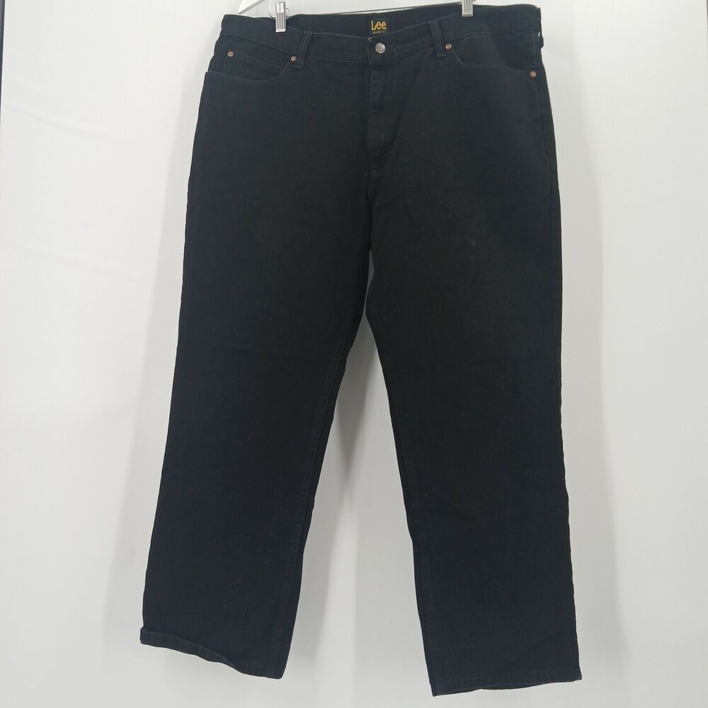 LEE Relaxed Fit Straight Leg Denim Jeans Pants Mens 42 X 30 Black